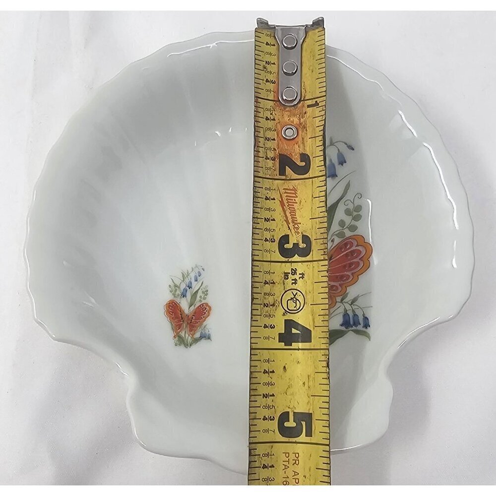 Vtg Takahashi Dew Hand Decorated Seashell Butterflies Flowers Trinket Soap Dish - Picture 6 of 12